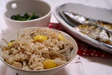 ぎんなん鶏ごぼうご飯